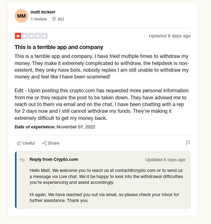 Users have alleged Crypto.com has scammed them of their hard-earned funds