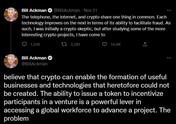 Bill Ackman believes crypto is here to stay.