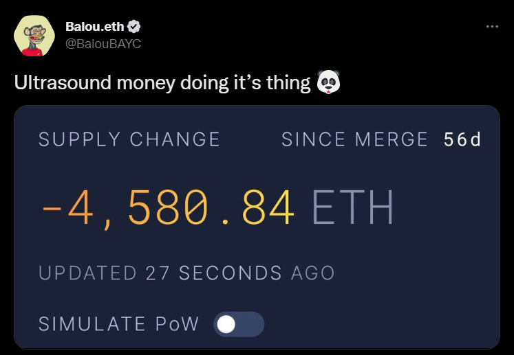 ETH supporters celebrated the token's deflationary status.