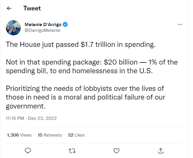 The Biden Administration has its priorities mixed up. Why doesn't the $1.7 trillion funding bill not solve homelessness? 