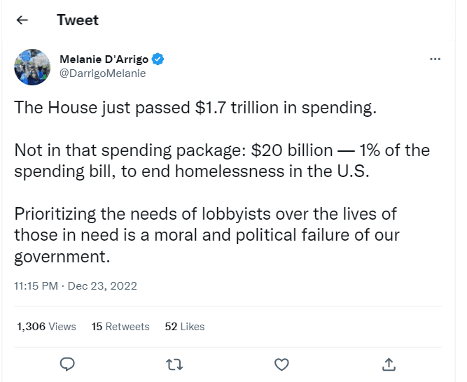 The Biden Administration has its priorities mixed up. Why doesn't the $1.7 trillion funding bill not solve homelessness?