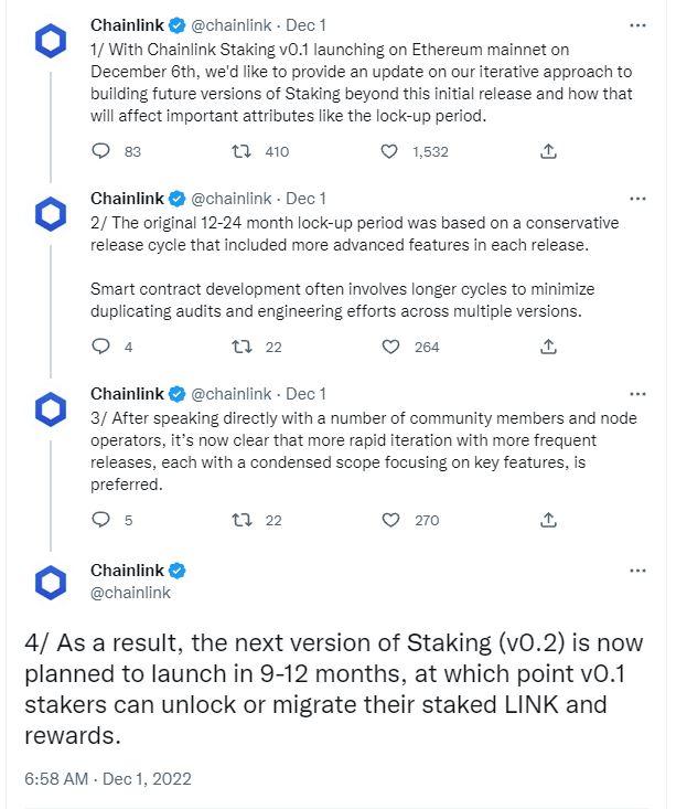 link value staking launch chainlink