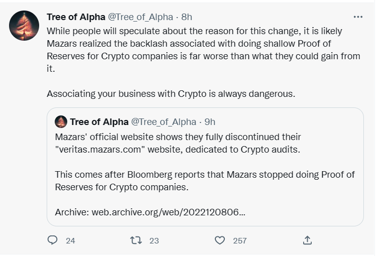 Are Mazars executives worried about associating themselves with the crypto industry? 