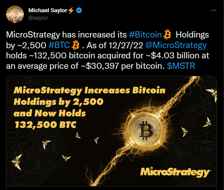 Microstrategy founder Michael Saylor announced the firm's BTC purchase on Twitter.