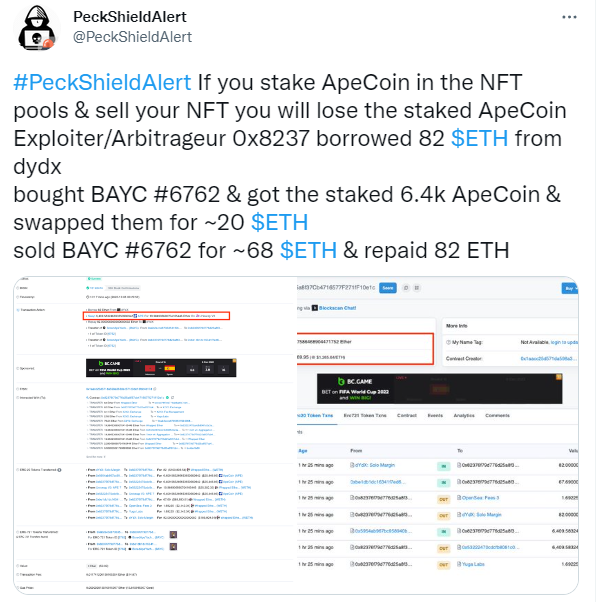 Apecoin controversy claimed by Twitter users about NFT Pools