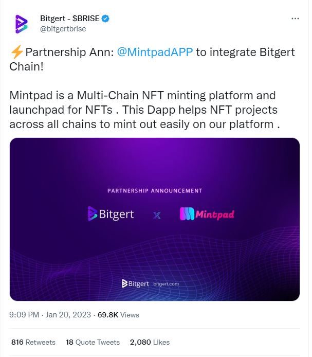 Mintpad App to integrate Bitgert chain
