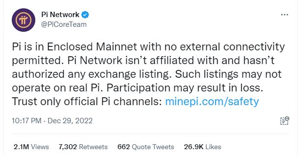 Pi Network team was not only unaware of any listings