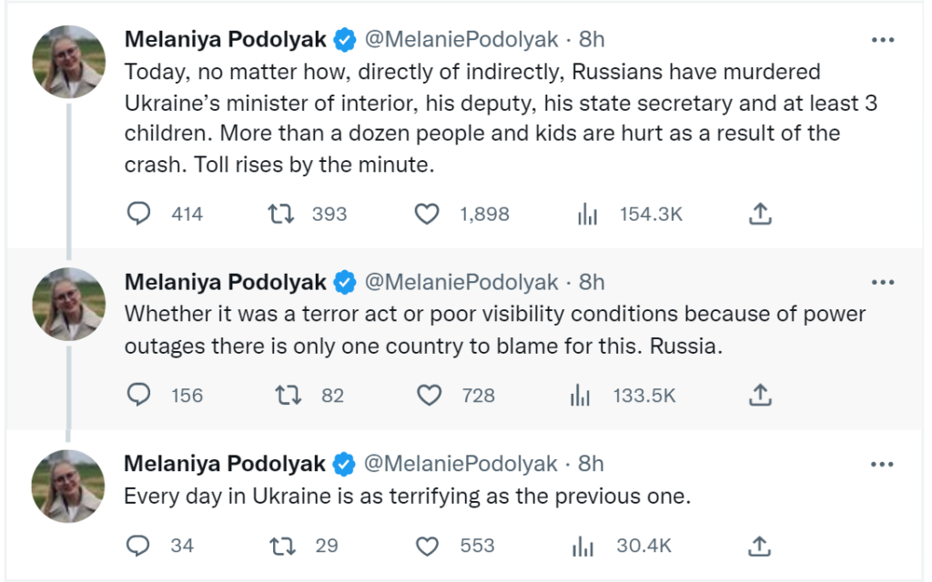 Some people have pointed out that Russia is responsible for the helicopter crash that killed  Ukraine's Minister of Internal Affairs Denis Monastyrsky 