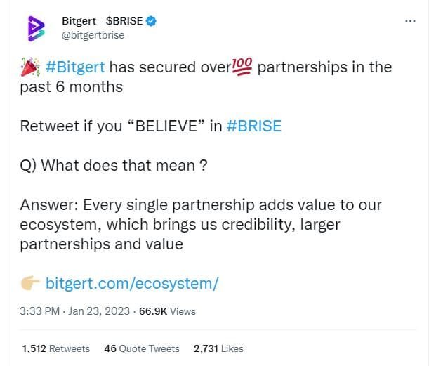 bitgert has secured over 100 partnerships bitgert has secured over 100 partnerships