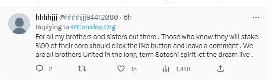 The CoreDAO community is excited