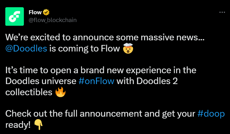 The Doodles project launching on the Flow network would help attract buyers, boosting FLOW token price.