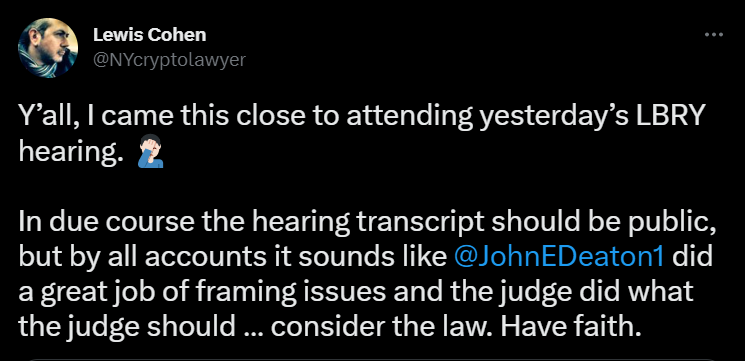 Several users congratulated John Deaton for the LBRY judgement