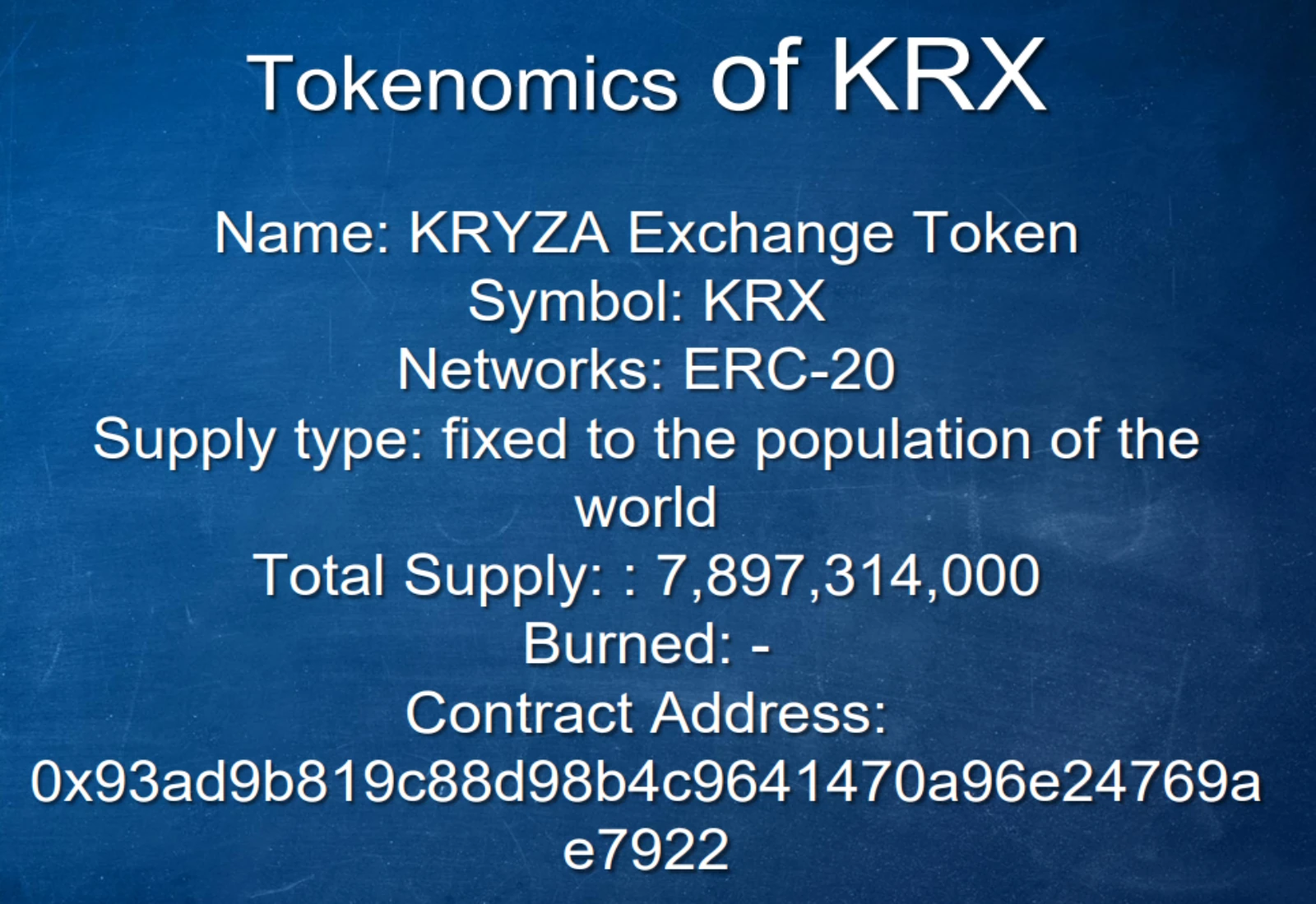 Kryza Exchange token (KRX) tokenomics