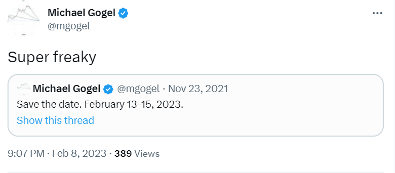 Analyst Michael Gogel predicted market movements in February 2023.