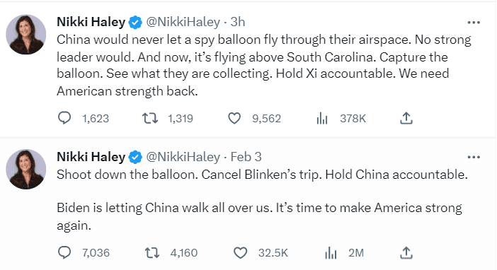 Republicans have criticized Joe Biden for refusing to shoot down the Chinese spy balloon