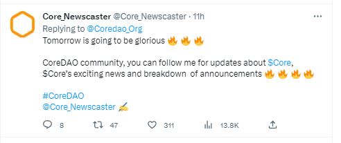 The CoreDAO community is excited.