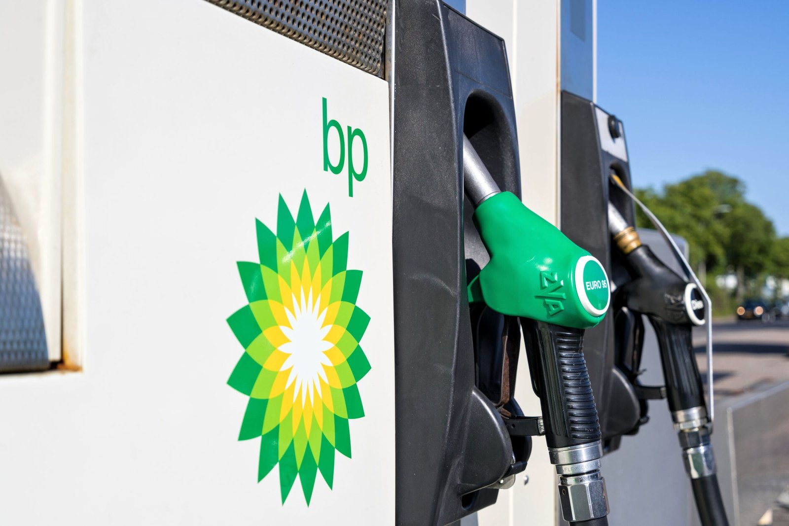 BP gas station. BP is a British multinational oil and gas company headquartered in London, England.
