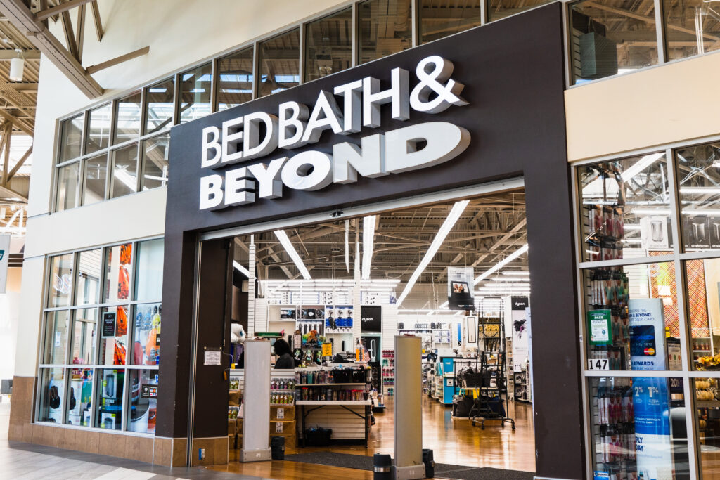 Sep 16, 2019 Milpitas / CA / USA - Bed Bath & Beyond store entrance at the Great Mall in South San Francisco Bay Area; Bed Bath & Beyond Inc. is an American chain of domestic merchandise retail stores