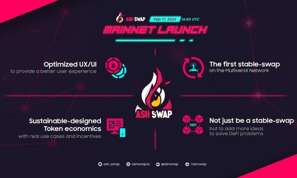 , AshSwap the first stable-swap DEX Launches on MultiversX Mainnet