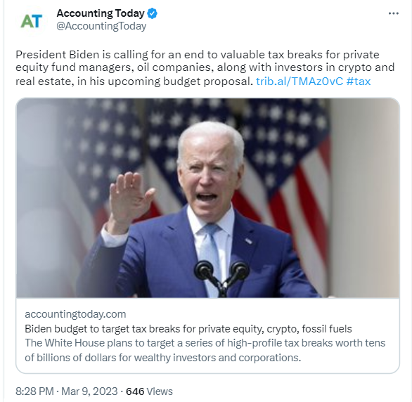 Biden Administration goes after tax breaks: Crypto firms, private equities & oil companies to be hit 