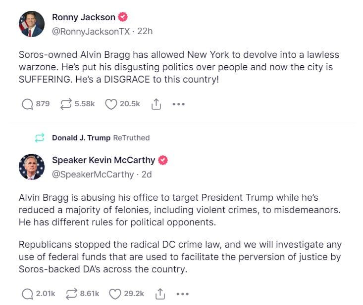 Several Republicans, including Speaker Kevin McCarthy have come out in Trump's support  ahead of his expected arrest in the Stormy Daniels controversy 