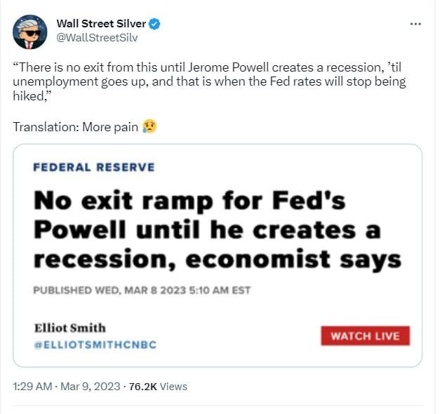 Throwing the US into a recession is the only way the Fed can control the growing inflation, according to economists