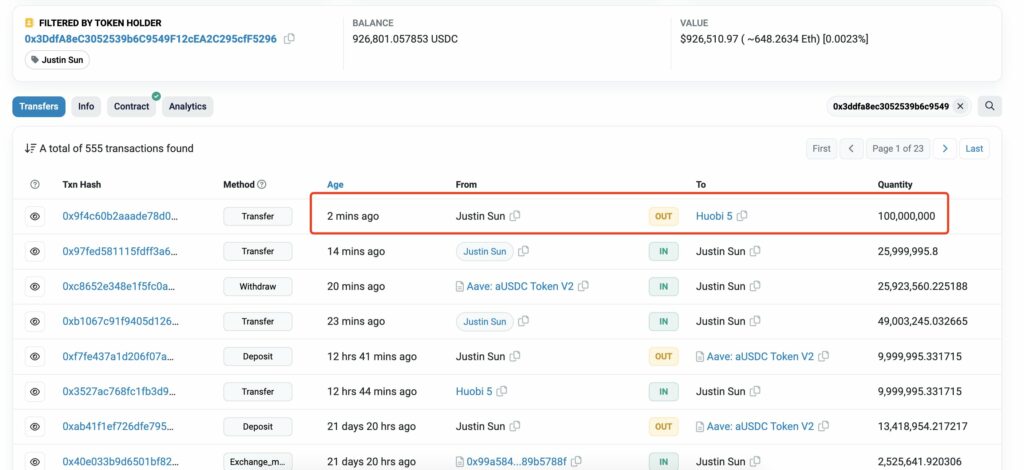 huobi crash justin sun 