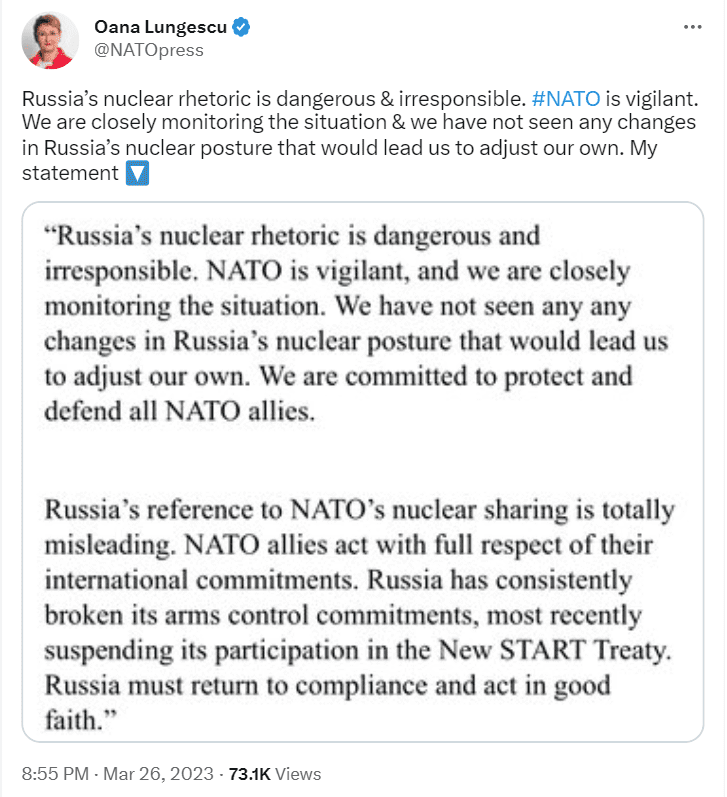 NATO denounced Vladimir Putin's plans deploy nuclear weapons in Belarus amid the ongoing invasion of Ukraine 