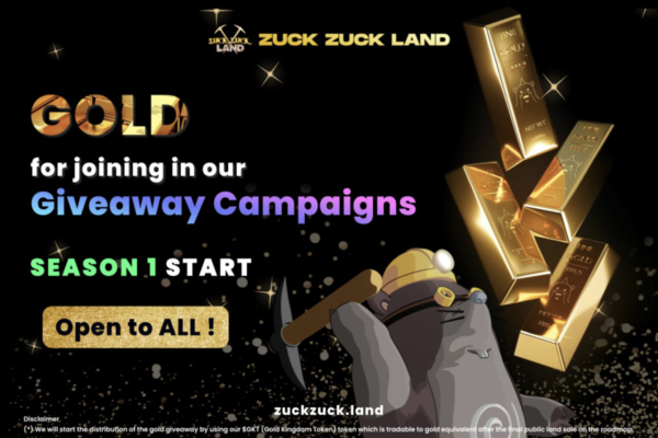 , Metaverse Project Zuck Zuck Land Announces Giveaway Campaign In Gold