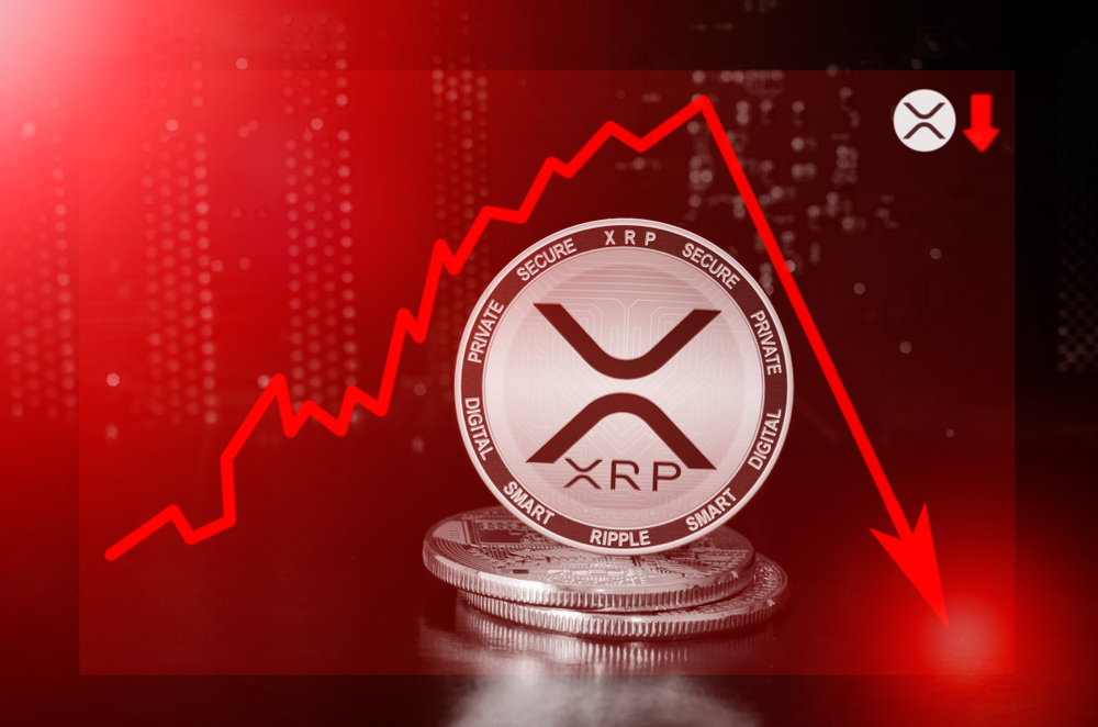 XRP cryptocurrency value price fall drop; xrp price down