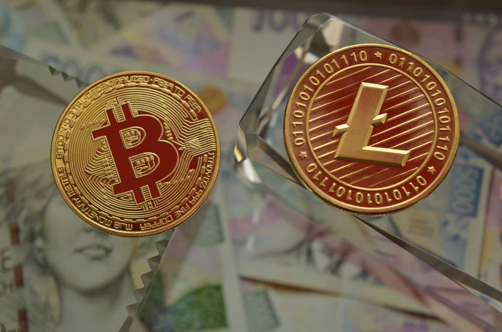 Close up of Bitcoin and Litecoin