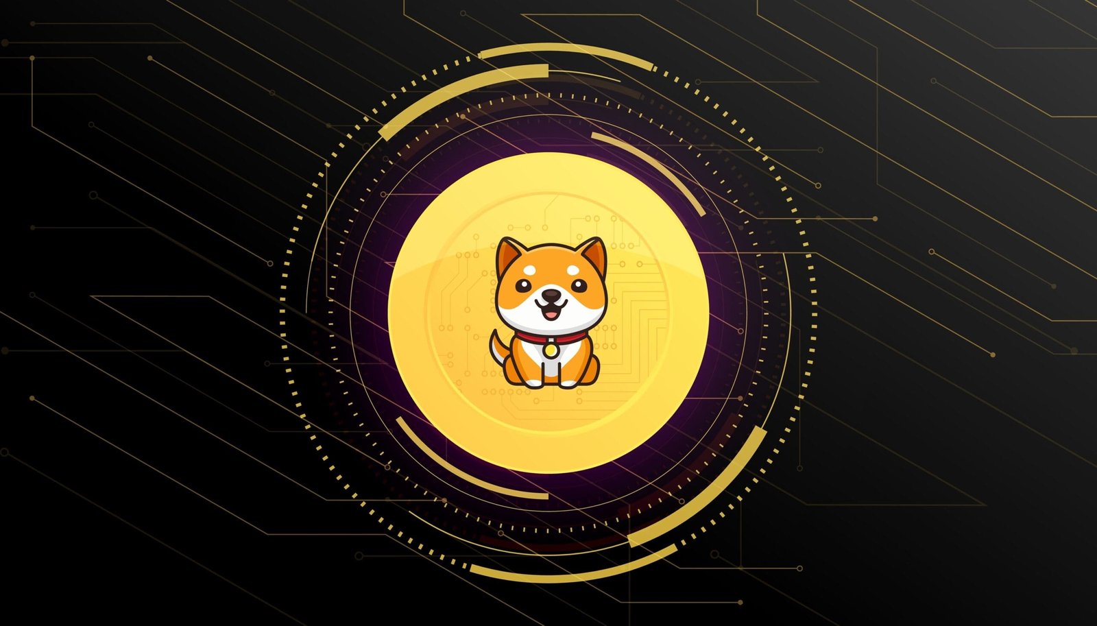 Baby Doge Coin (BABYDOGE) banner. BABYDOGE coin cryptocurrency concept banner background.