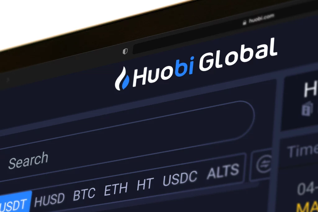 Victoria, Seychelles - Apr 4 2022: Official Huobi Global website displayed on the screen of an Apple MacBook Pro. Cryptocurrency. Price. Rise. Change. Buy. Success. Pay. Profit. Rate. Chart. Earning