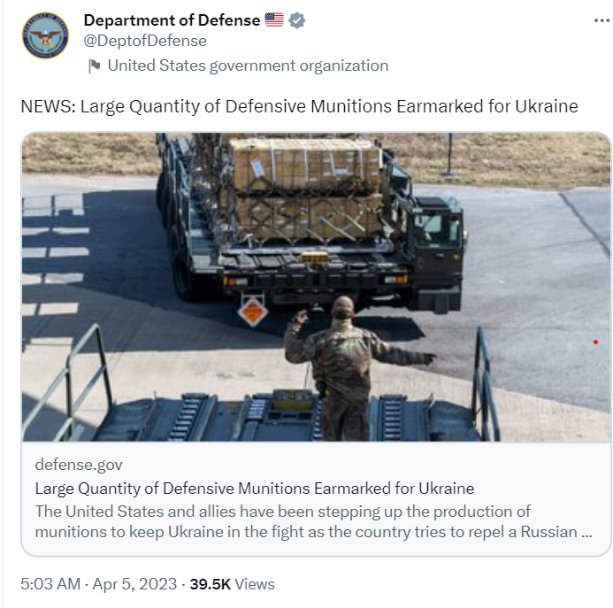The United States under the Biden Administration has earmarked Large Quantity of Defensive Munitions for Ukraine
