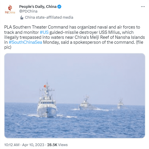 China announced that the US Navy destroyer had violated its territory in the South China Sea