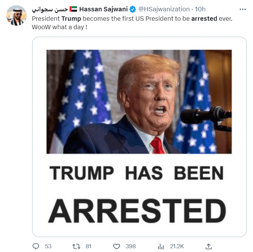 US law enforcement authorities arrested Donald Trump