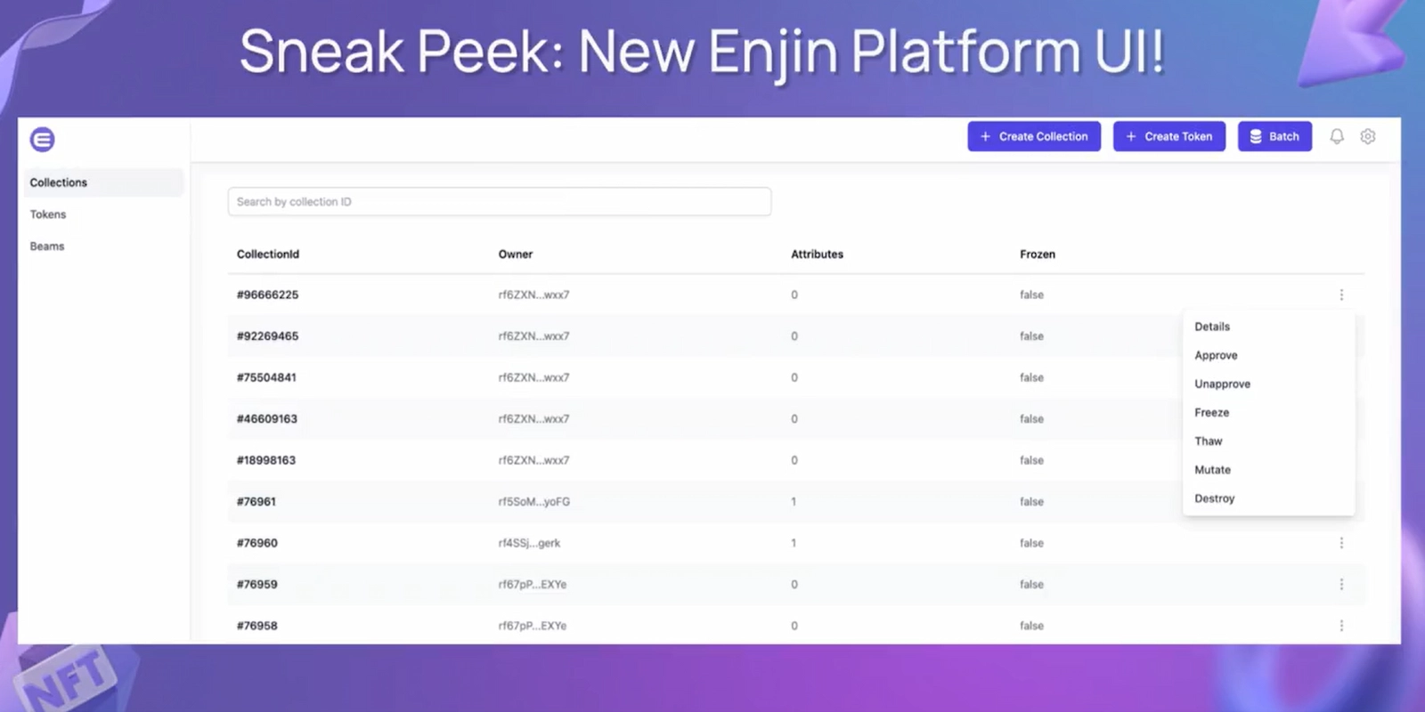 Enjin shared a screenshot of the new platform