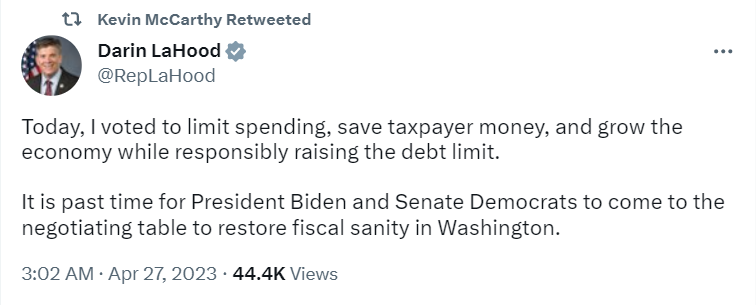 The US Congress Republicans led by Kevin McCarthy passed a bill to raise the debt ceiling & limit Government Spending Hours after Treasury Secretary Janet Yellen warned that the United States could default on its debt. President Joe Biden and Democrats in the Senate will not pass the bill
