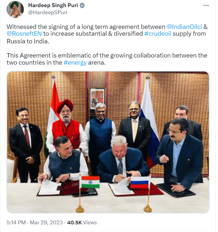 Russian company Rosneft signed a long-term agreement with Indian Oil Corp days before India and Russia ditched European Brent benchmark for Dubai benchmark in latest oil deal.