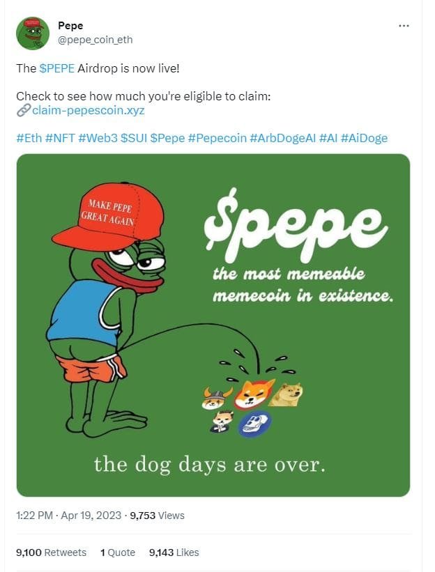 PEPE Airdrop is now live PEPE Airdrop is now live