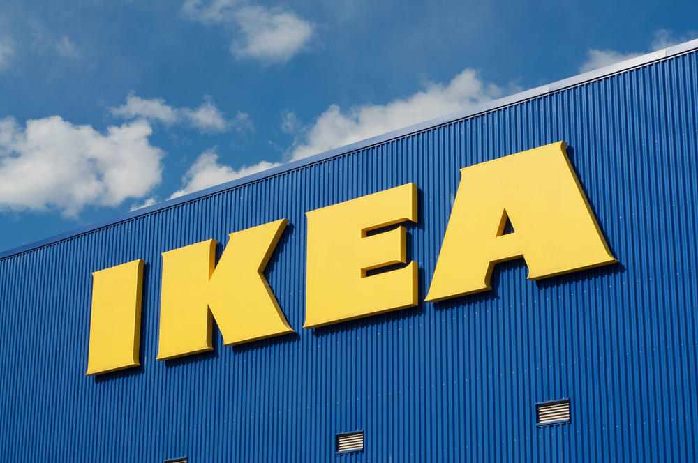 Grancia, Switzerland - 18th March 2021 : IKEA (Ingvar Kamprad Elmtaryd Agunnaryd) sign hanging on the store building in Lugano. Ikea is the world's largest retailer of ready-to-assemble furniture