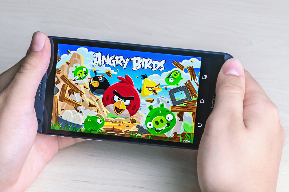 Moscow, Russia - August 26, 2014: Angry Birds computer game developed by Finnish company Rovio Entertainment first released in 2009. It sold over 2 billion copies across all platforms