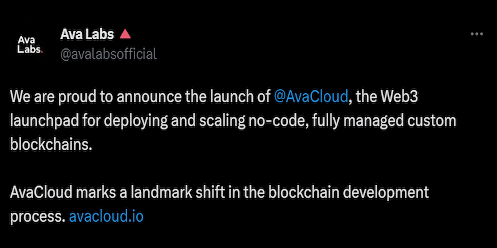 Avalanche announced the launch of its Web 3 launchpad AvaCloud