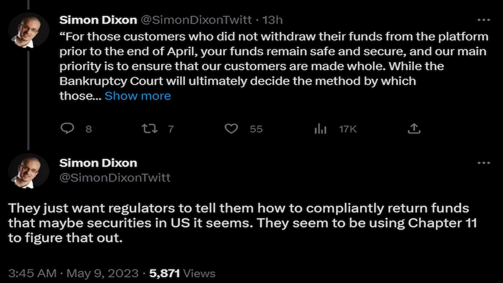 Crypto investor Simon Dixon speculated Bittrex used Chapter 11 to clarify compliance issues