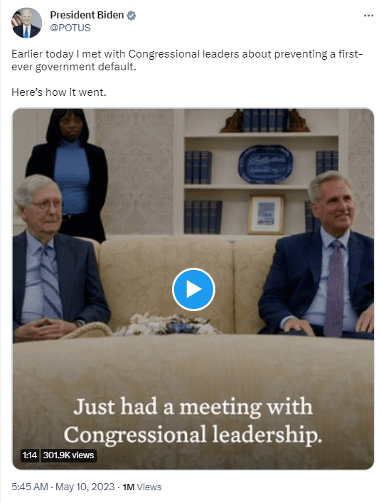 US President Joe Biden met with majority and minority leaders of the US Congress to discuss the debt ceiling crisis.  

No Solution in Sight for US Debt Ceiling Crisis After Joe Biden & Kevin McCarthy Meet. US Headed For Default? Republicans & Democrats divided 