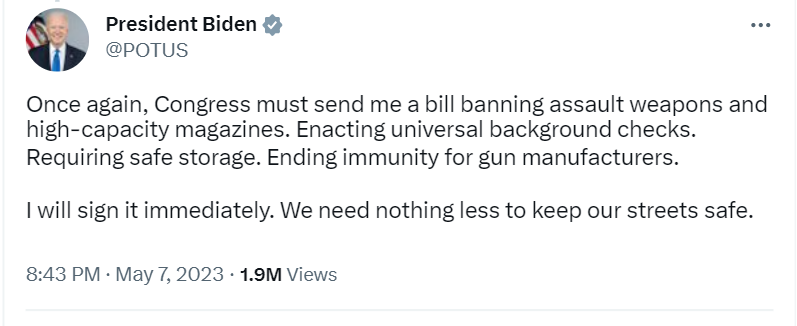 US President Joe Biden renews call to US Congress for a ban on assault weapons following latest gun violence  and mass shooting in Texas.