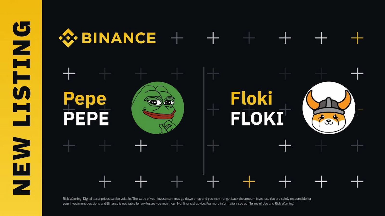 Binance announced the listing of PEPE and Floki Inu on its Innovation Zone platform