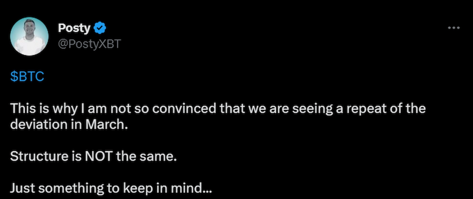 PostyXBT noted that Bitcoin price might fail to repeat its March recovery.