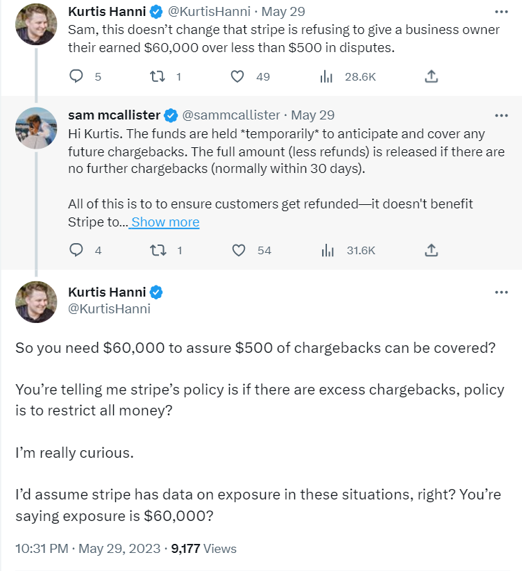 Why should Stripe hold back thousands of dollars for disputes running into a few hundred dollars only?