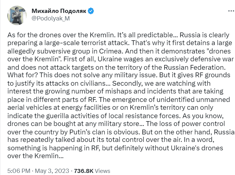 Ukrainian President Volodymyr Zelensky's adviser Mikhailo Podolyak slammed the Kremlin for spreading propaganda to justify an attack  